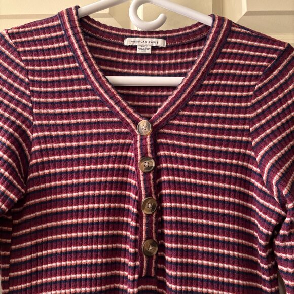 American Eagle Maroon Striped Sweater Dress - Picture 2 of 6
